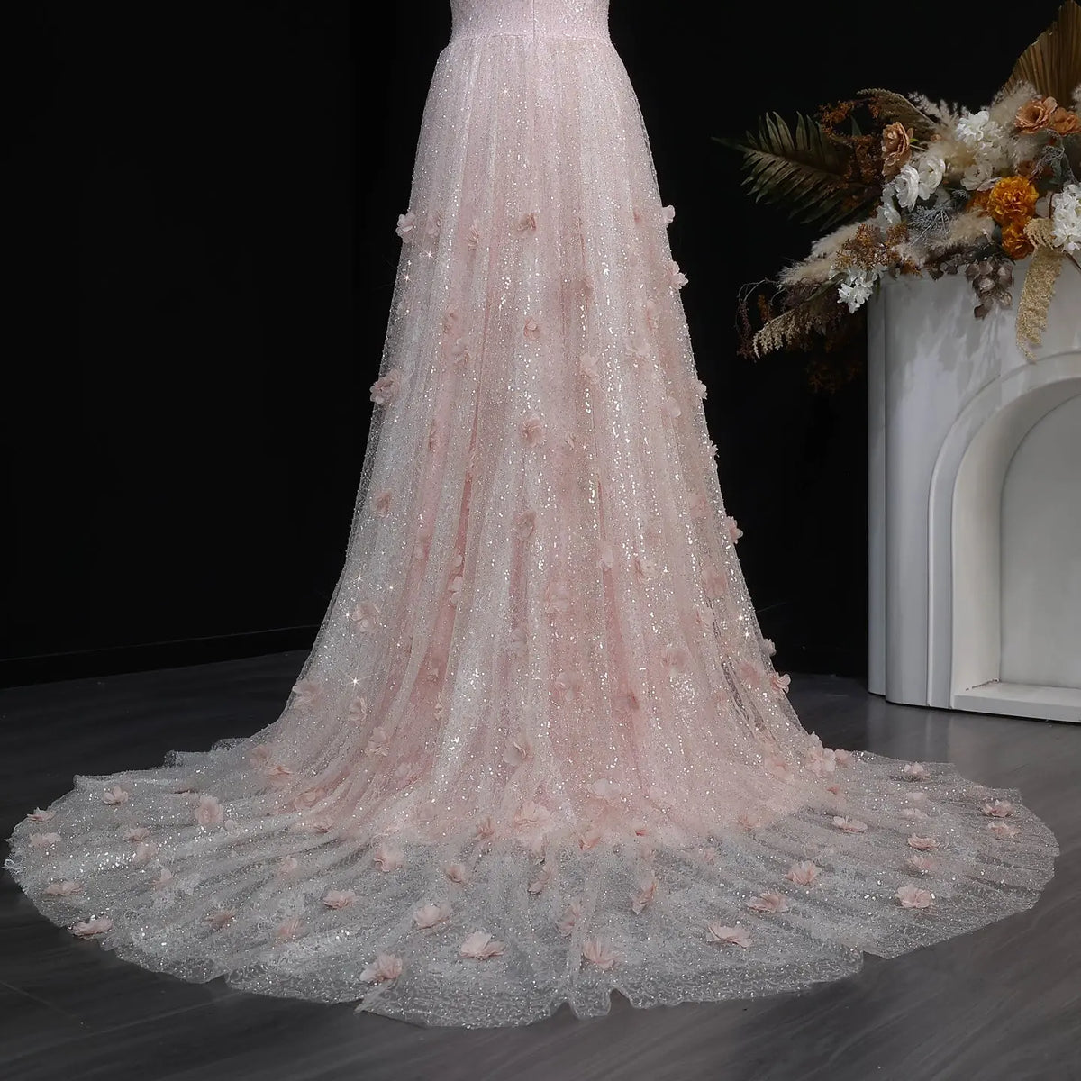 Luxury Pink Gradient Sequin Mermaid Train Evening Dress SS643 