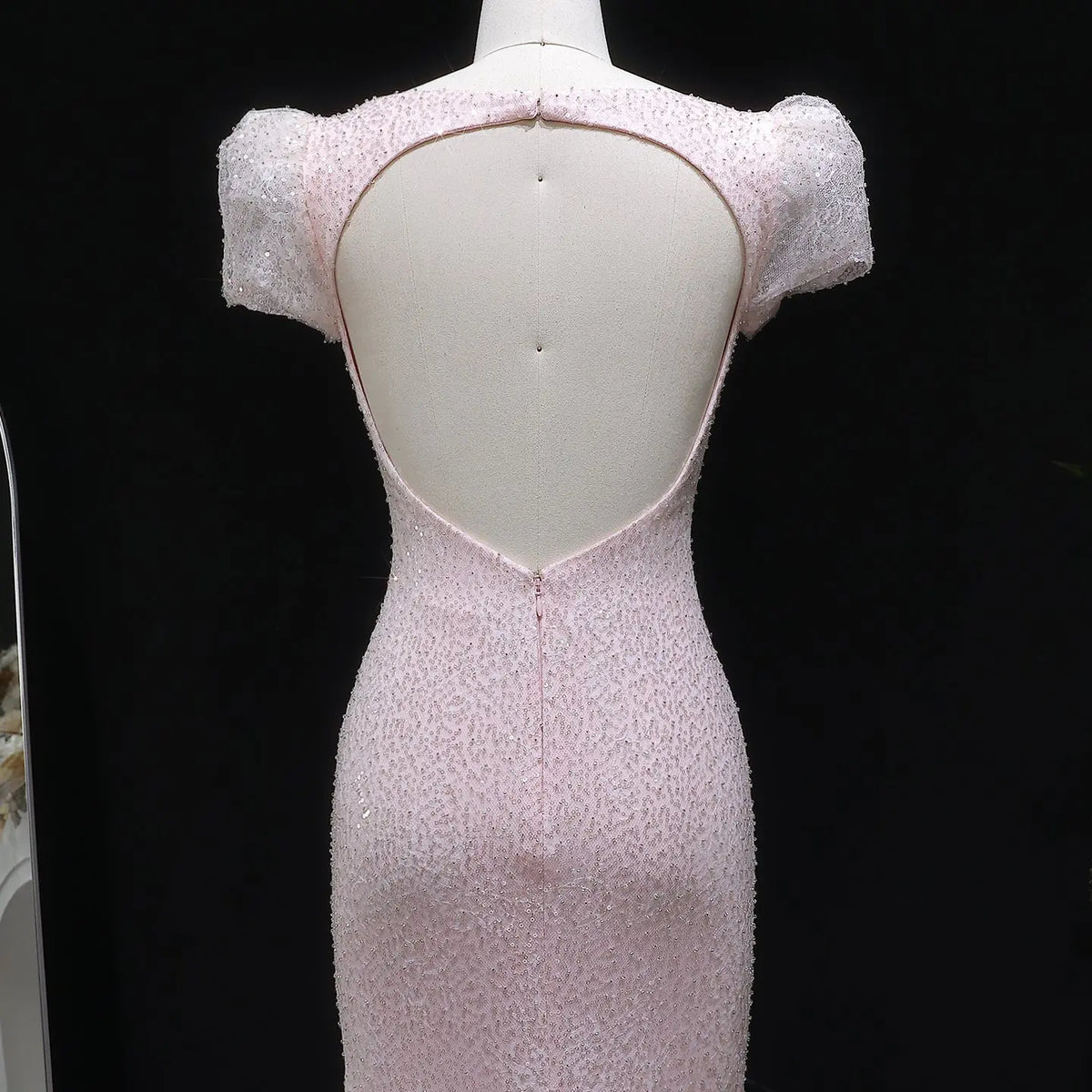 Luxury Pink Gradient Sequin Mermaid Train Evening Dress SS643 