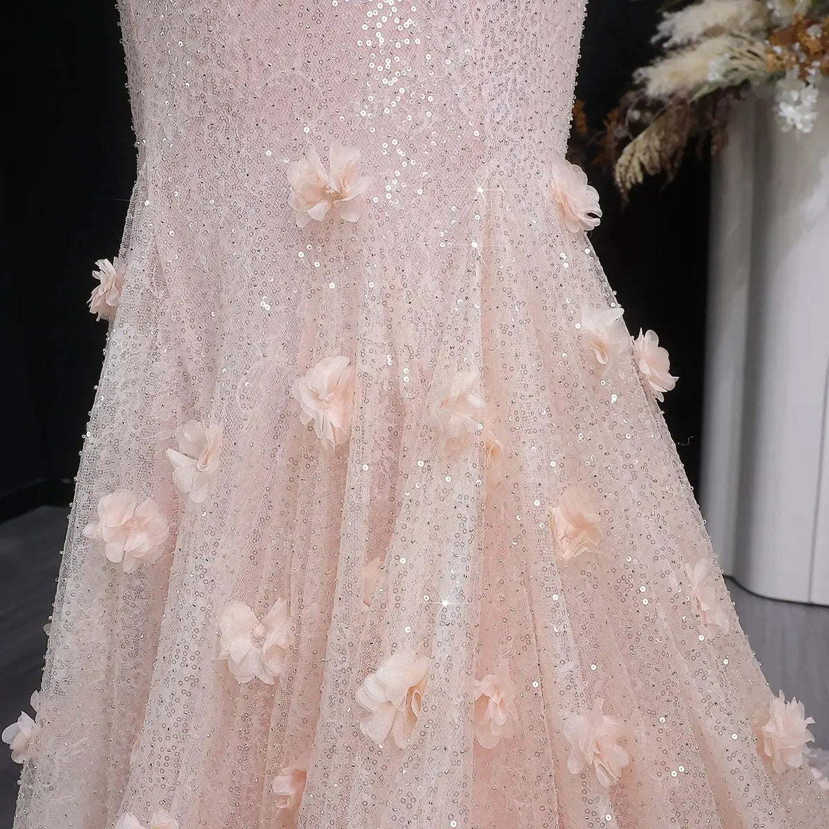 Luxury Pink Gradient Sequin Mermaid Train Evening Dress SS643 