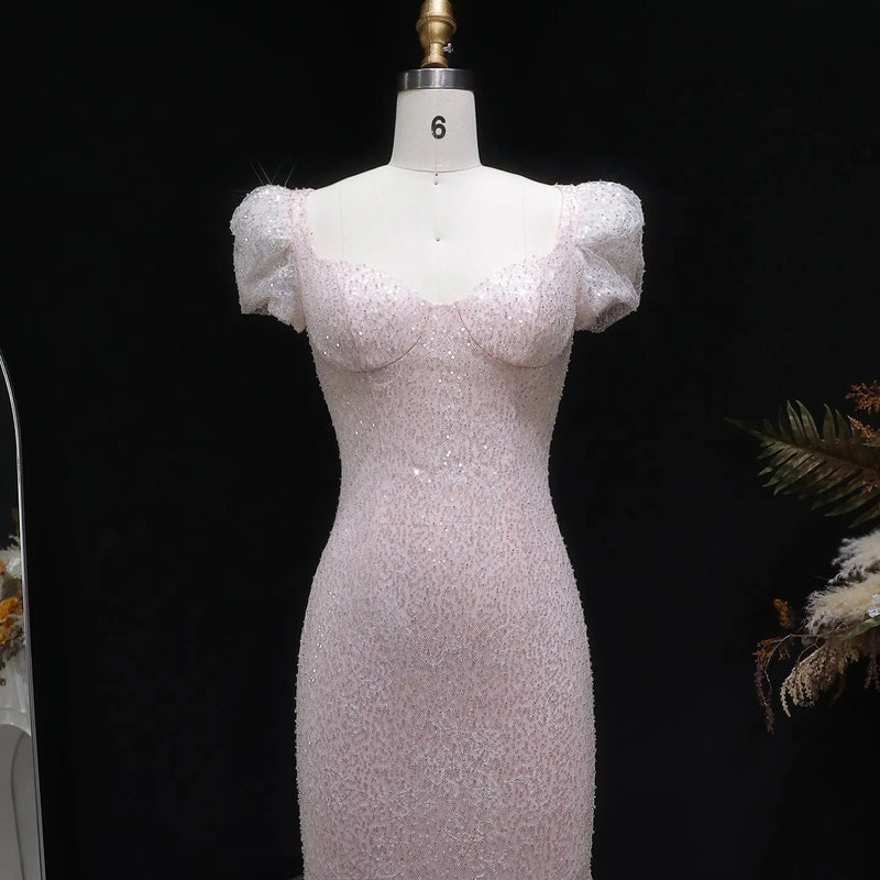 Luxury Pink Gradient Sequin Mermaid Train Evening Dress SS643 