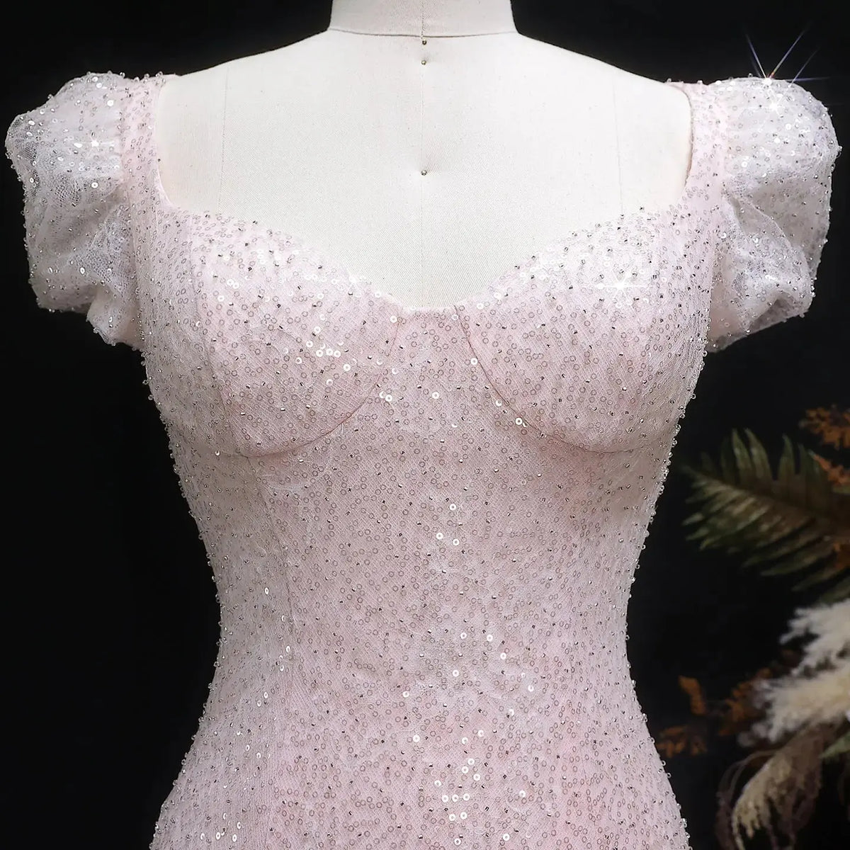 Luxury Pink Gradient Sequin Mermaid Train Evening Dress SS643 