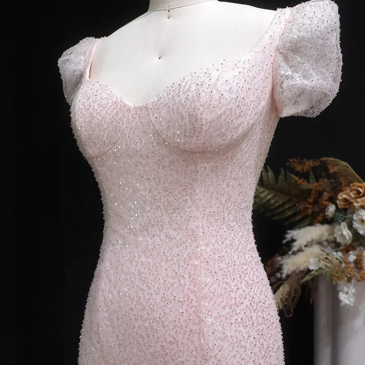 Luxury Pink Gradient Sequin Mermaid Train Evening Dress SS643 