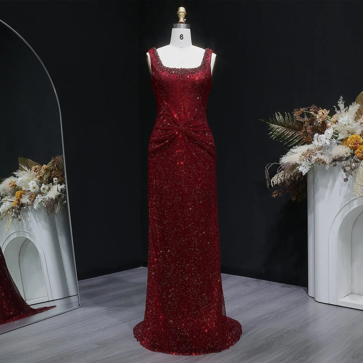 Glamorous Green Sequin Pleated Mermaid Evening Dress SS655 