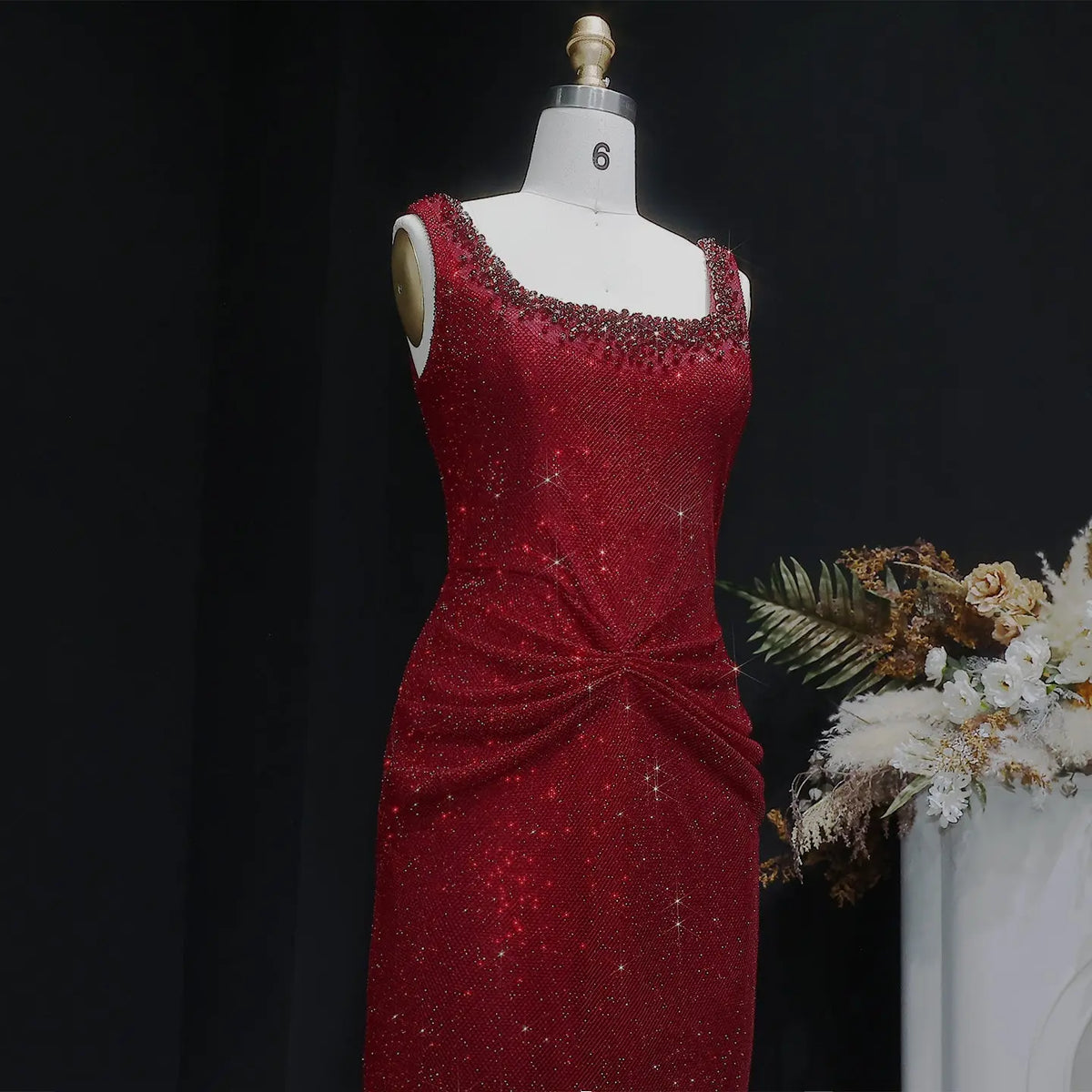 Glamorous Green Sequin Pleated Mermaid Evening Dress SS655 