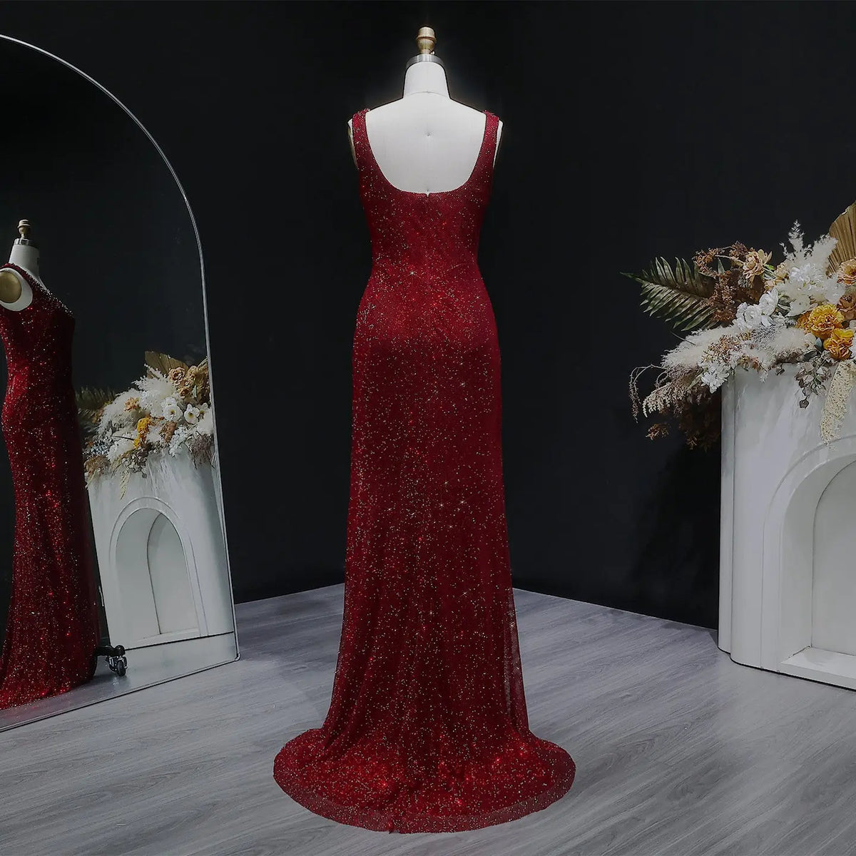 Glamorous Green Sequin Pleated Mermaid Evening Dress SS655 