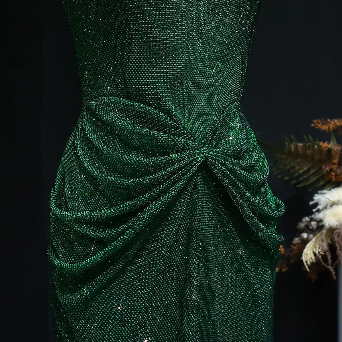 Glamorous Green Sequin Pleated Mermaid Evening Dress SS655 