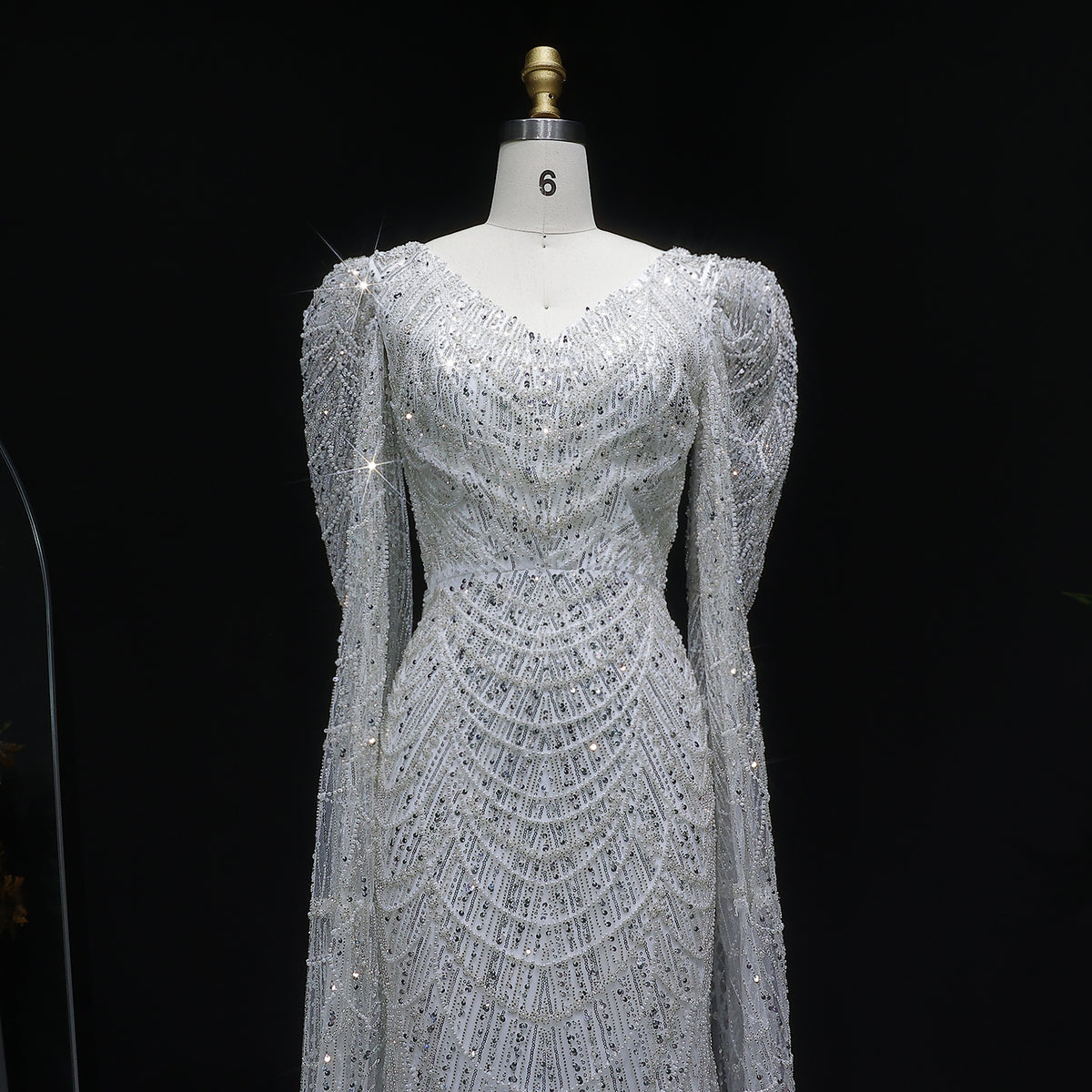 Luxury White Feather Evening Dress with Cape Sleeves SS683 