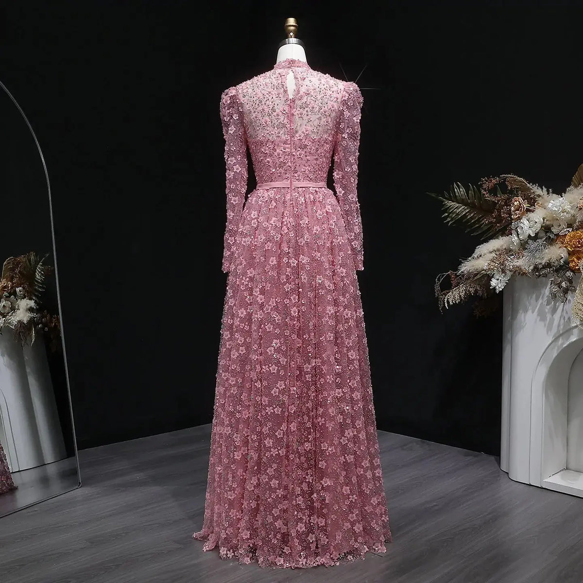 Luxury Delicate Pink 3D Floral Evening Dress with ruffles SS700 - SHARONSAID Luxury Delicate Pink 3D Floral Evening Dress with ruffles SS700 - SHARONSAID