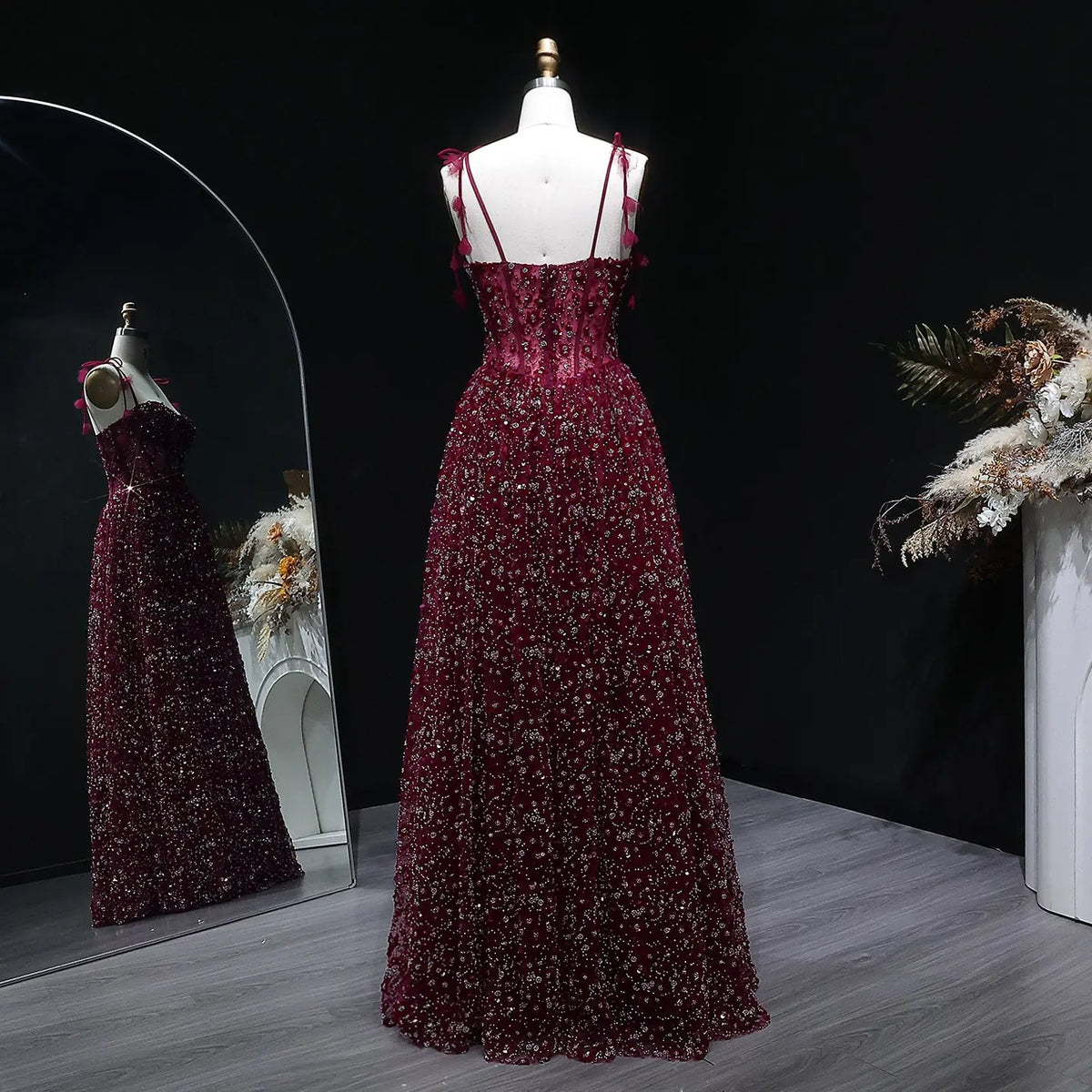 Delicate Pink 3D Floral Spaghetti Evening Dress SS701 Delicate Pink 3D Floral Spaghetti Evening Dress SS701