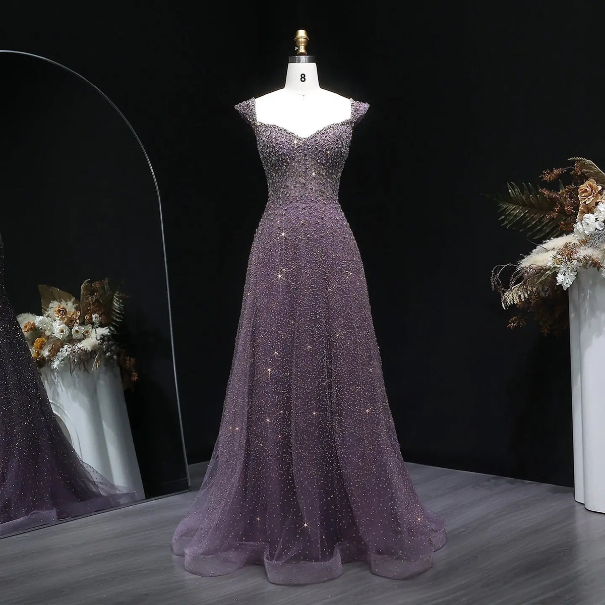 Luxury Purple Strapless Sequin Crystal A-Line Evening Dress SS703 Luxury Purple Strapless Sequin Crystal A-Line Evening Dress SS703