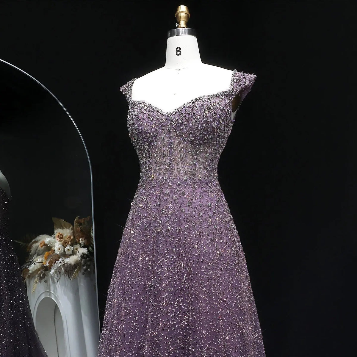 Luxury Purple Strapless Sequin Crystal A-Line Evening Dress SS703 Luxury Purple Strapless Sequin Crystal A-Line Evening Dress SS703