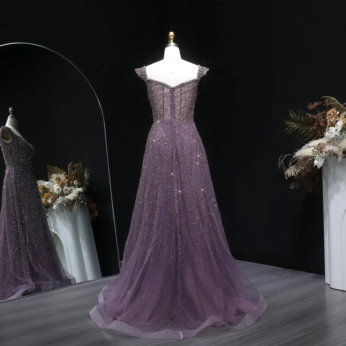 Luxury Purple Strapless Sequin Crystal A-Line Evening Dress SS703 Luxury Purple Strapless Sequin Crystal A-Line Evening Dress SS703