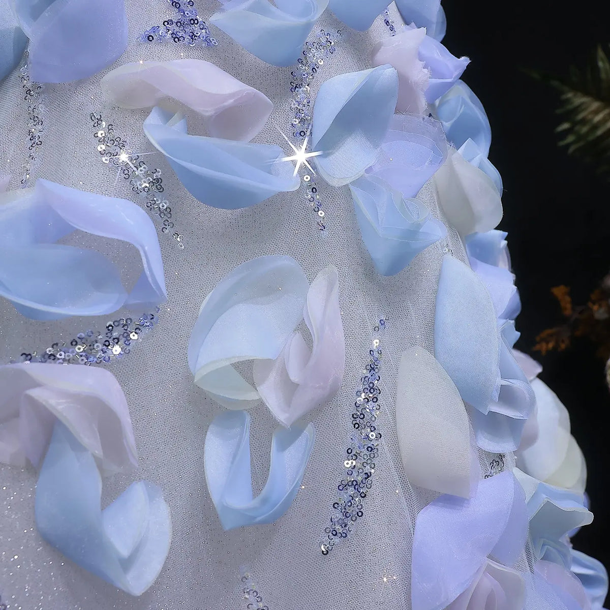 Luxury 3D Floral Strapless Beaded Evening Dress SS728 