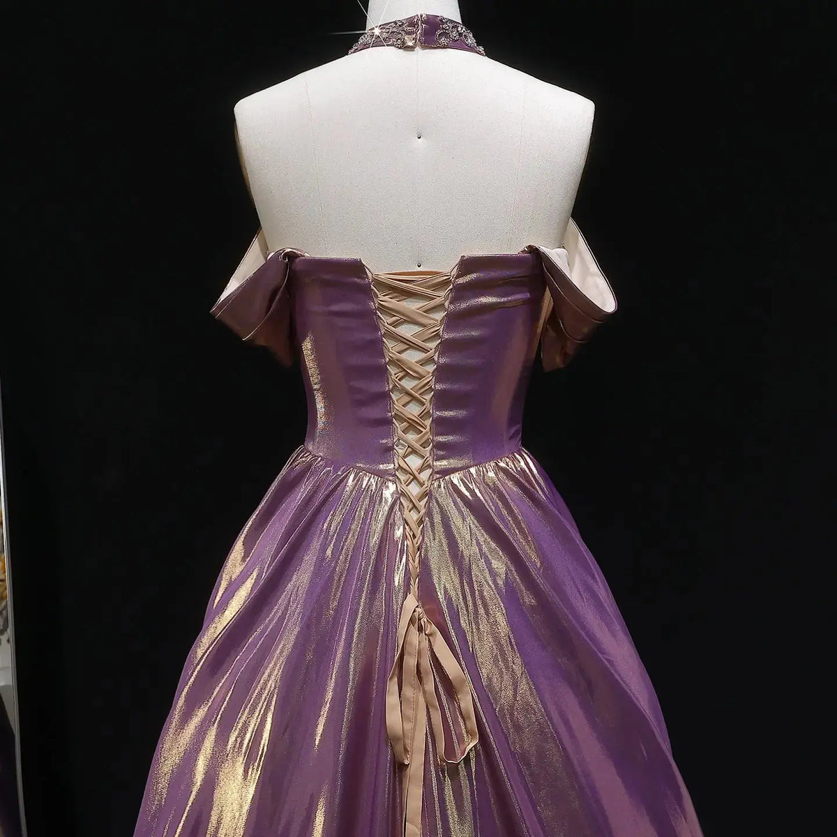Luxury Rose Gold Gradient Satin Ball Gown Evening Dress with Necklace SS743 Luxury Rose Gold Gradient Satin Ball Gown Evening Dress with Necklace SS743