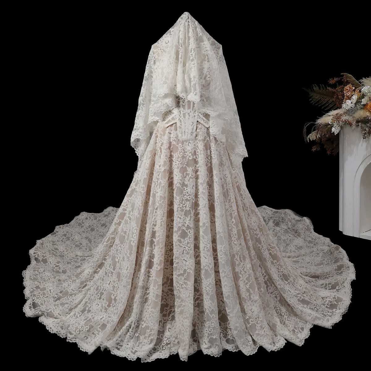 White Nude Strapless Corset Wedding Dress SW755