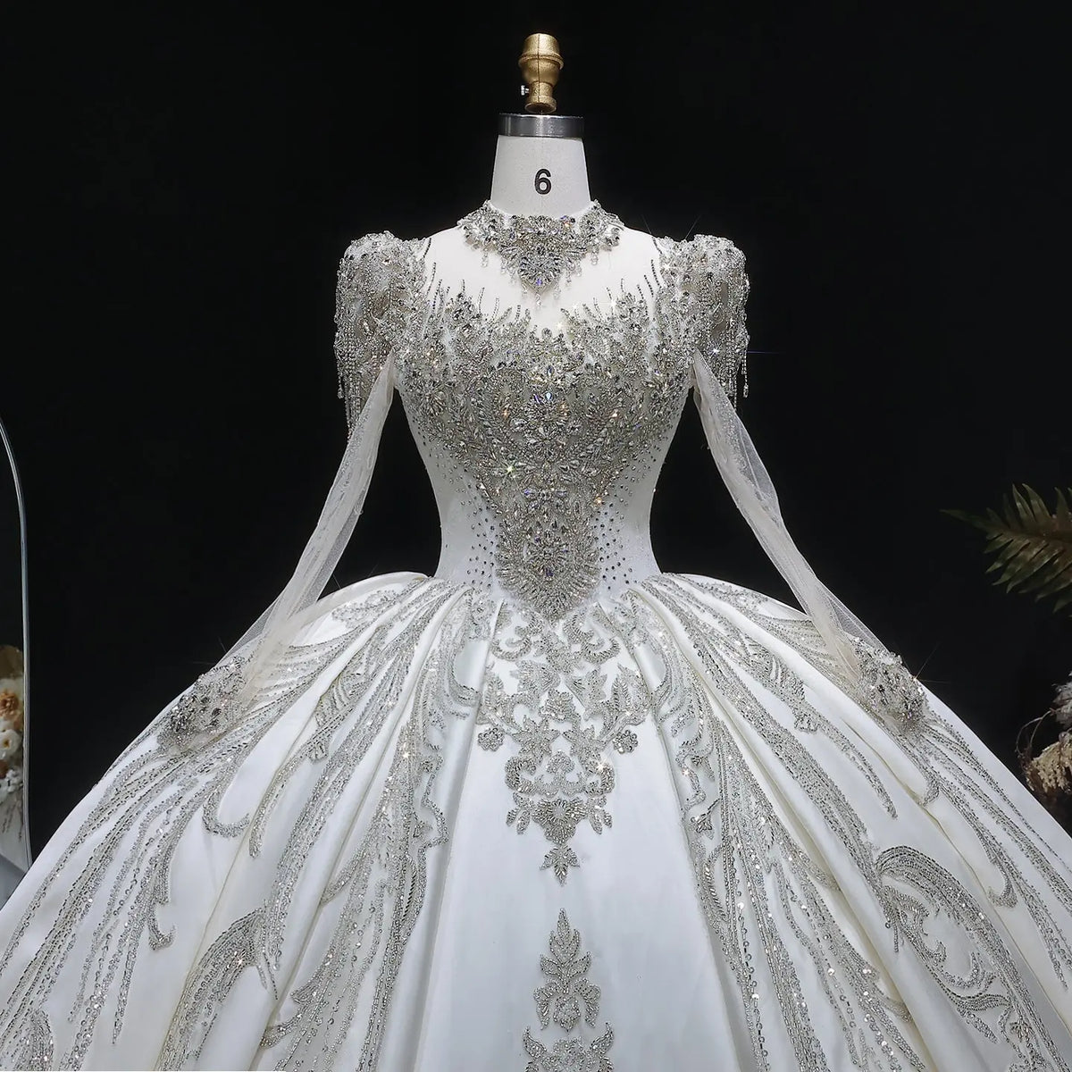 Luxury Long Sleeve Ivory Wedding Dress with Crystal Embroidered Details SW602 Luxury Long Sleeve Ivory Wedding Dress with Crystal Embroidered Details SW602