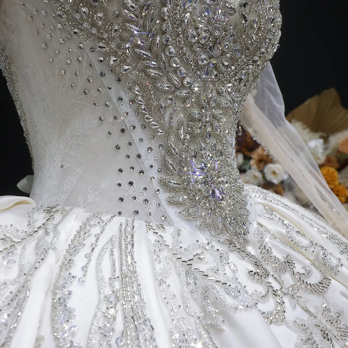 long sleeve bling wedding dress Bling Bling Long Sleeves Luxury Wedding Dresses TB1434 -