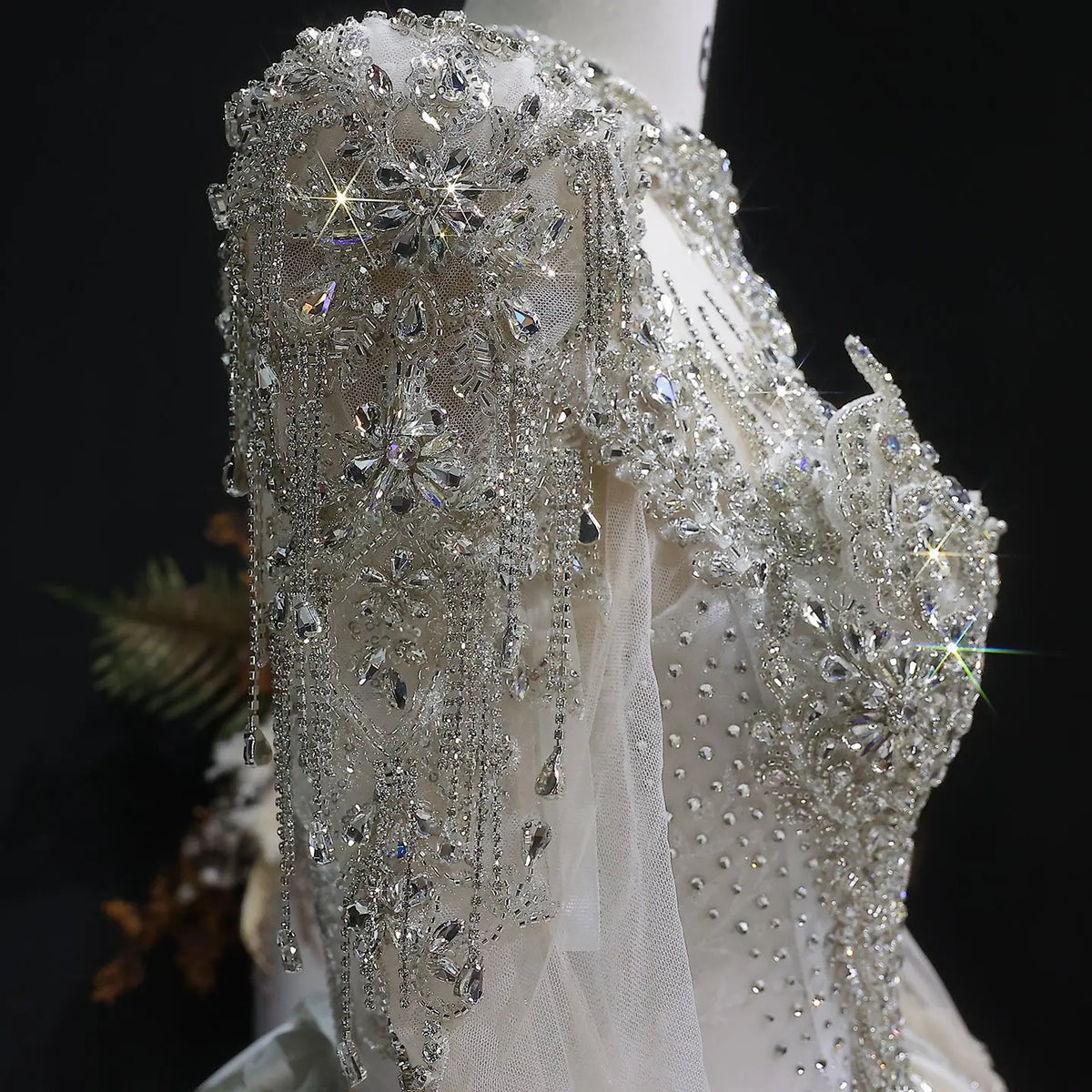 Luxury Long Sleeve Ivory Wedding Dress with Crystal Embroidered Details SW602 Luxury Long Sleeve Ivory Wedding Dress with Crystal Embroidered Details SW602
