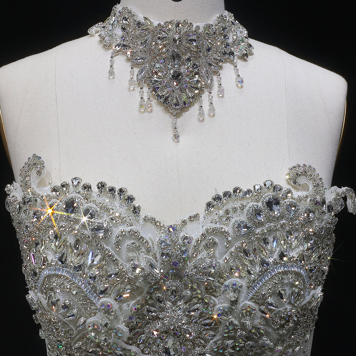 Luxury Sparkly White Ball Gown with Full-Sequin Embroidery Wedding Dress SW604 