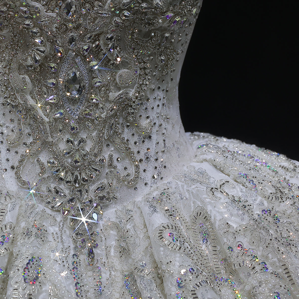 Luxury Sparkly White Ball Gown with Full-Sequin Embroidery Wedding Dress SW604 