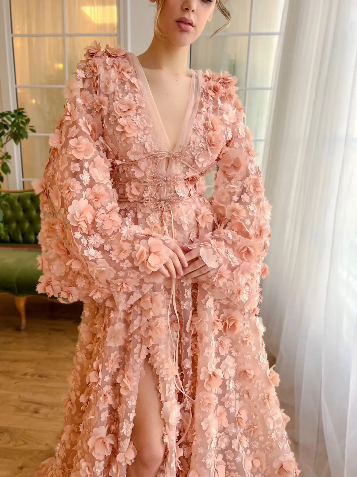 peach pink floral dress Peach Floral Maxi Dress | Ruffle Style