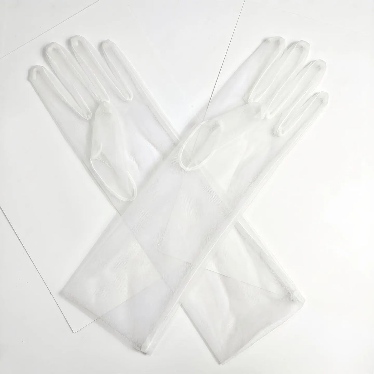 Sheer Tulle Long Gloves For Wedding Prom Bridal GL001-3