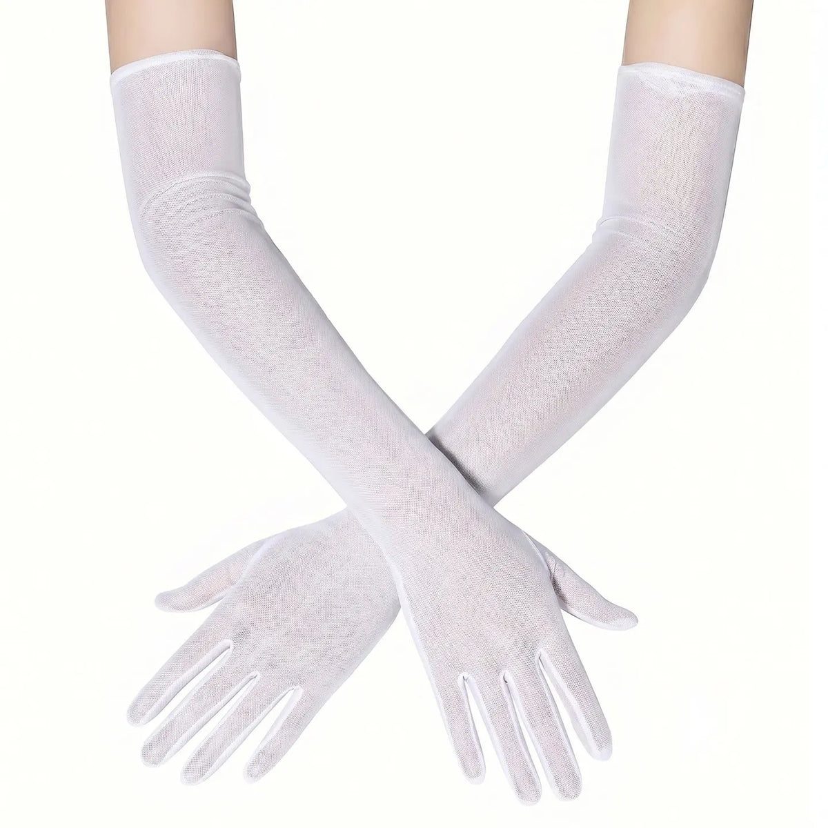 Long Sheer Tulle Elbow Gloves  Bridal Prom Formal Gloves GL002
