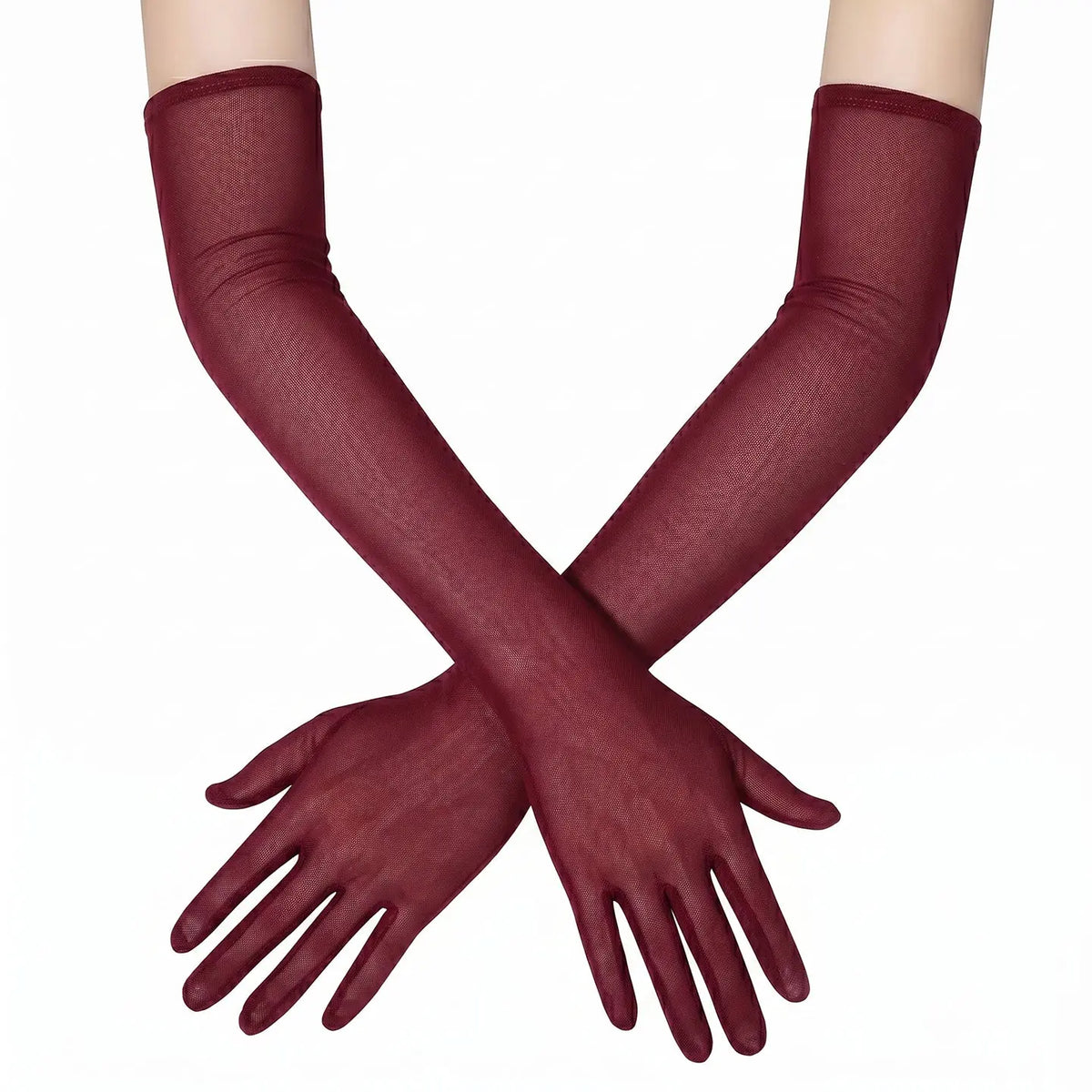 Long Sheer Tulle Elbow Gloves  Bridal Prom Formal Gloves GL002-8