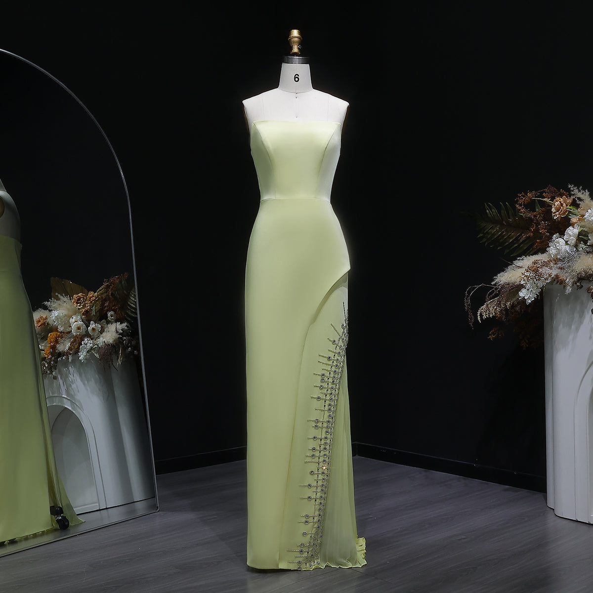 Luxury Mint Green Crystal Embellished Evening Dress XD022 