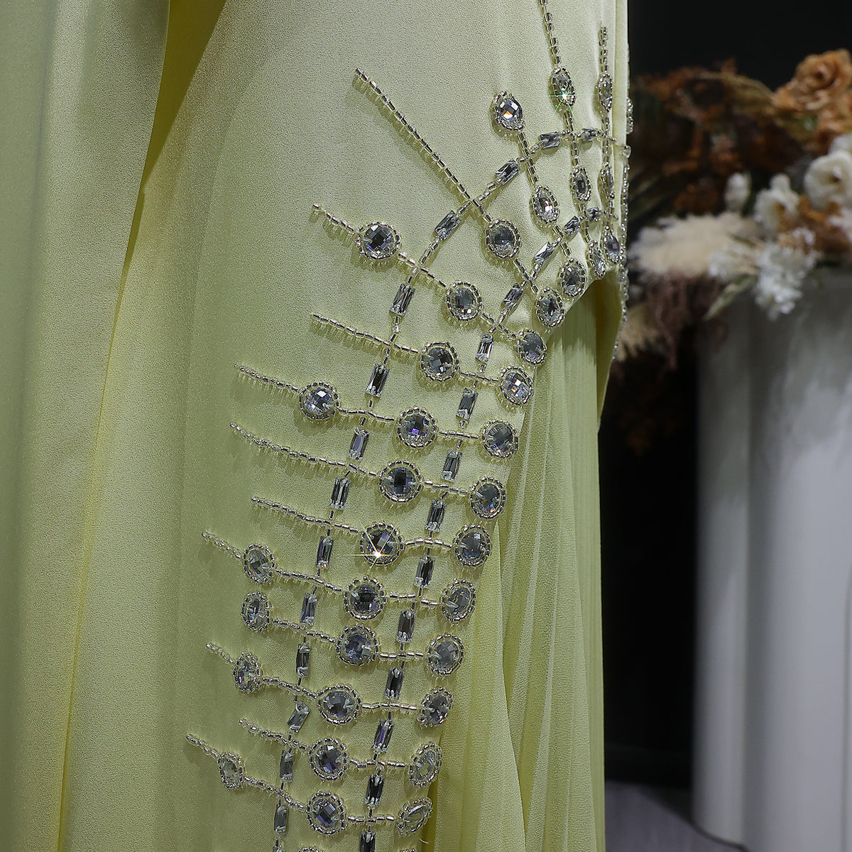 Luxury Mint Green Crystal Embellished Evening Dress XD022 