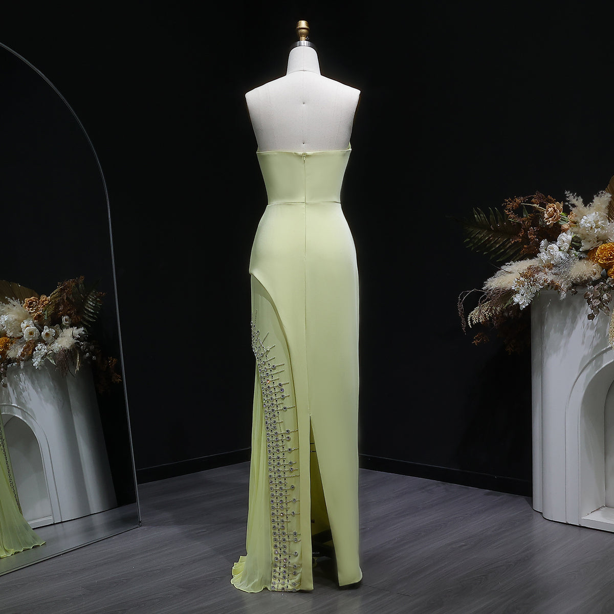 Luxury Mint Green Crystal Embellished Evening Dress XD022 