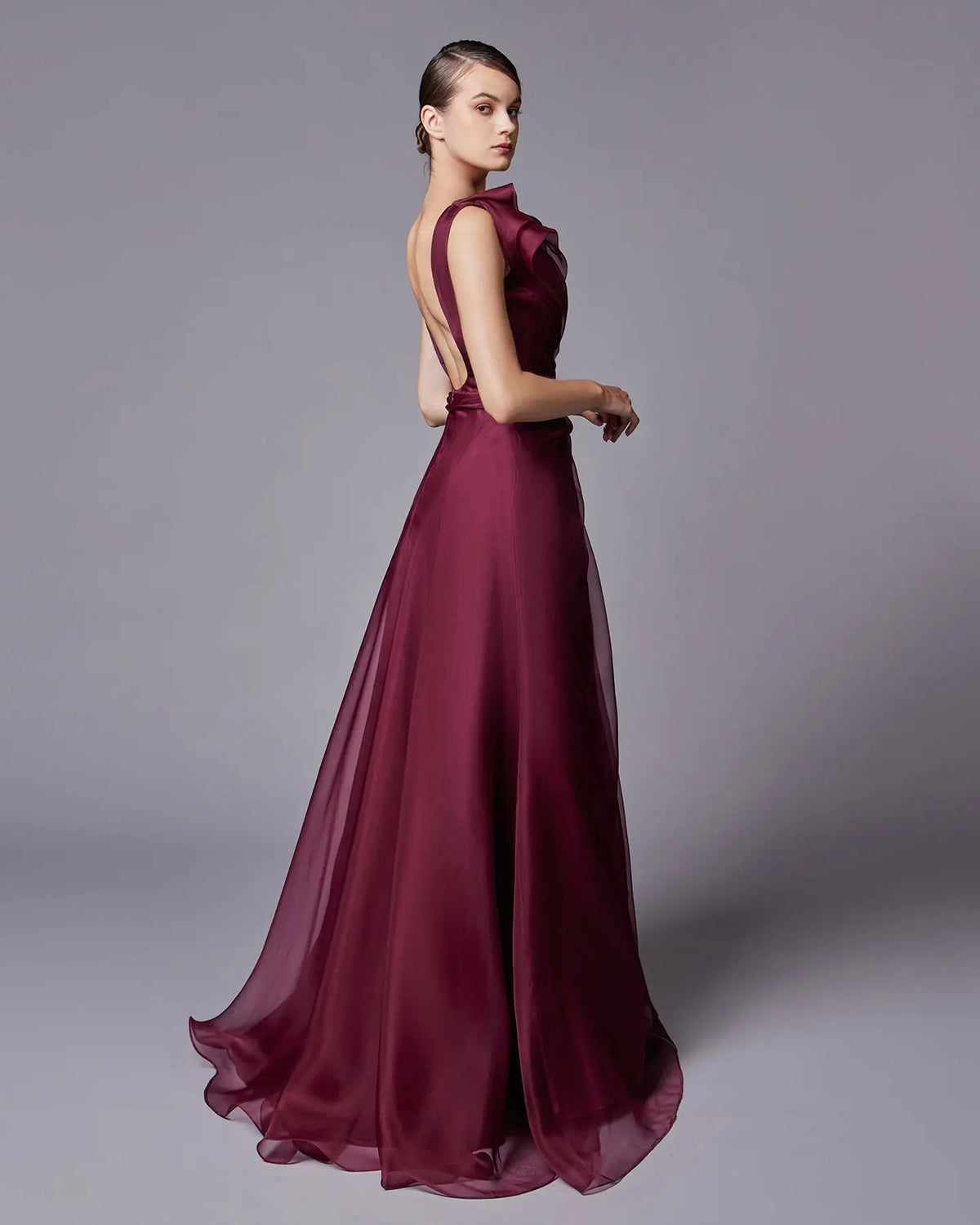 Elegant Burgundy A-Line Evening Dress SF083 