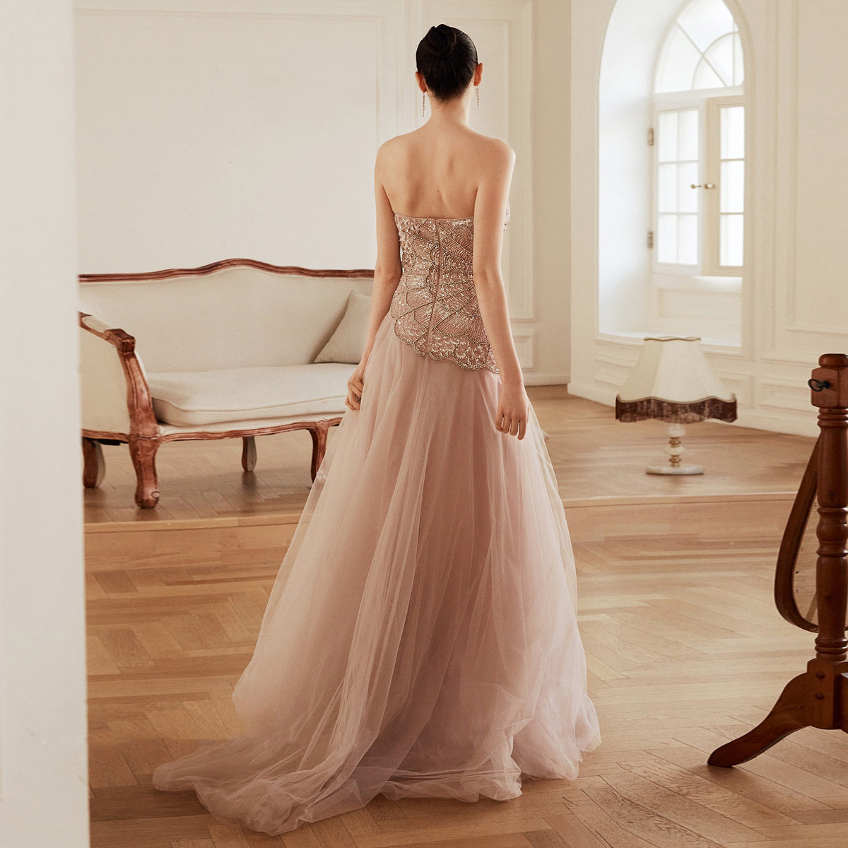 Luxury Sequin Pearl Pink Evening Dress SS287 