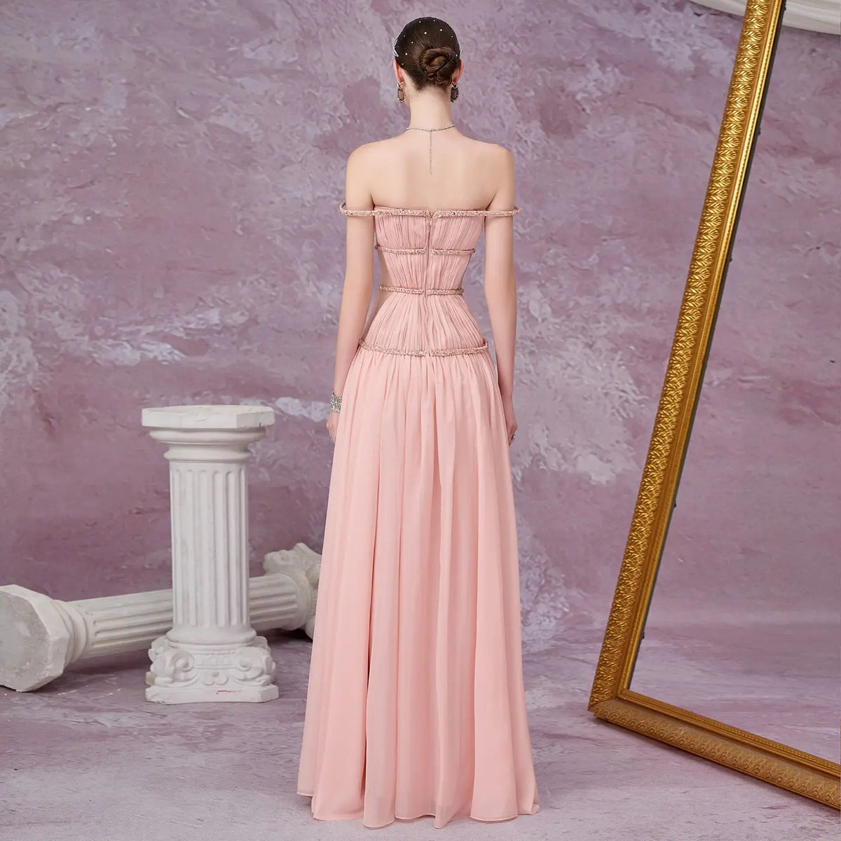 pink chiffon cocktail dress Pink Rose Chiffon Dress: Short Sleeve Summer Sundress