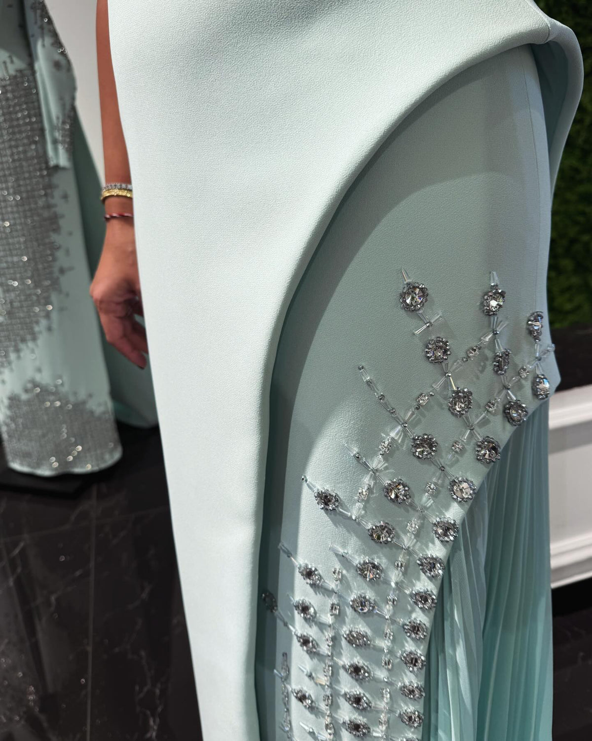 Luxury Mint Green Crystal Embellished Evening Dress XD022 