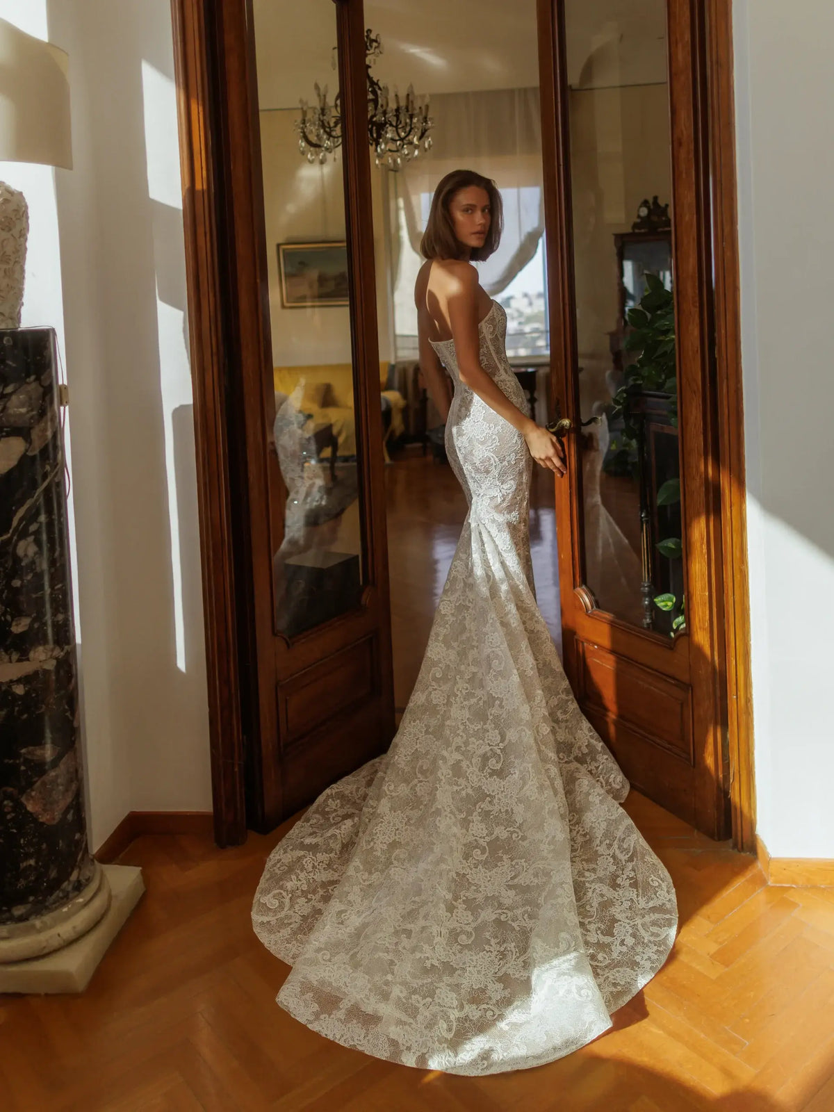 Vintage Lace Strapless Mermaid Wedding Dress SW189  SHARONSAID