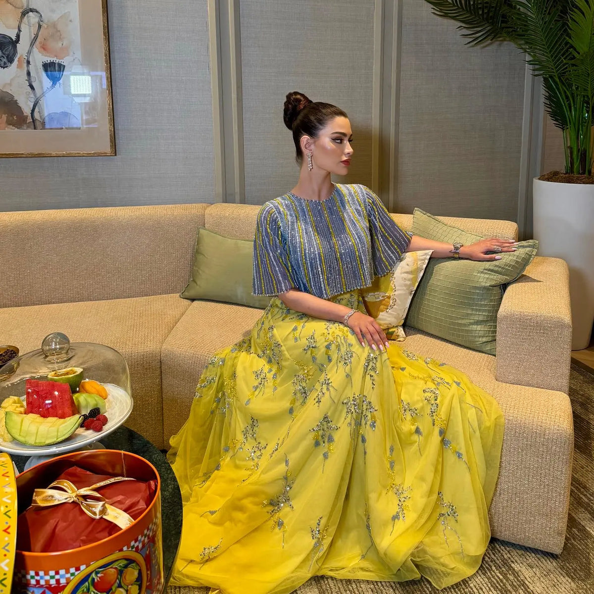 yellow beaded dress Suzhoufashion Prom Mermaid Sweetheart Long Formal Dress With Slit or no bra Yellow Long Tulle Prom Dress