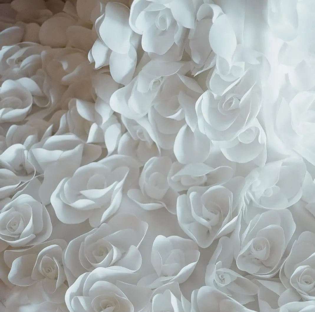 Elegant 3D flowers Off Shoulder White Evening Dress SF206 