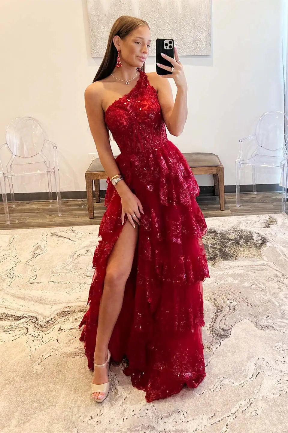 one strap prom dress Ava Presley One Shoulder Cut Out Prom Dress 47039