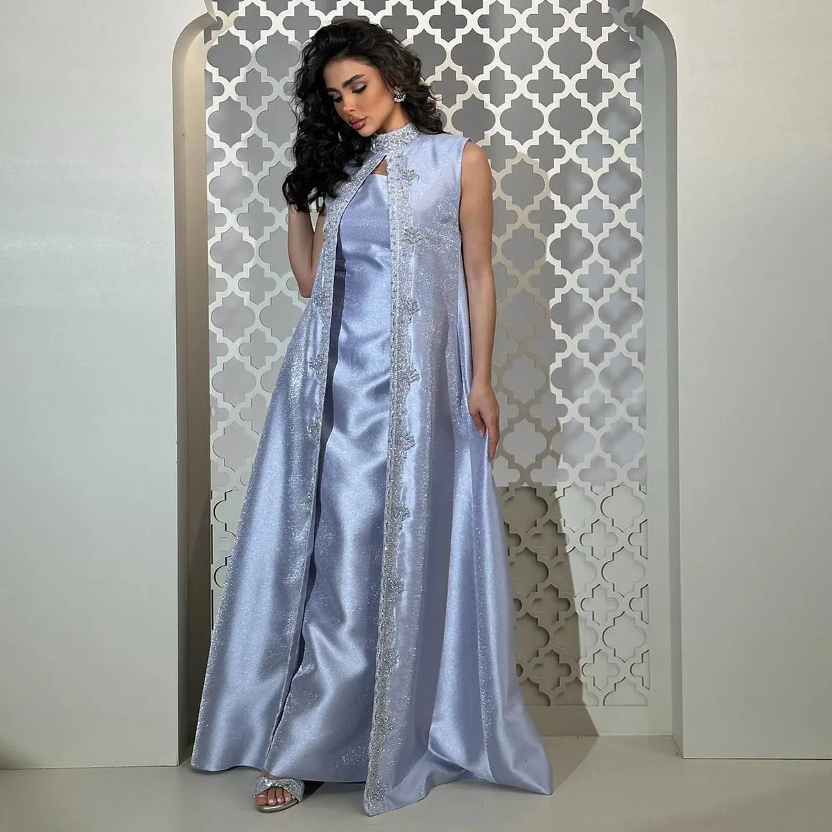 Final Sale Luxury Rhinestone Lilac Kaftan Evening Dress with Cape SS276 Final Sale Luxury Rhinestone Lilac Kaftan Evening Dress with Cape SS276