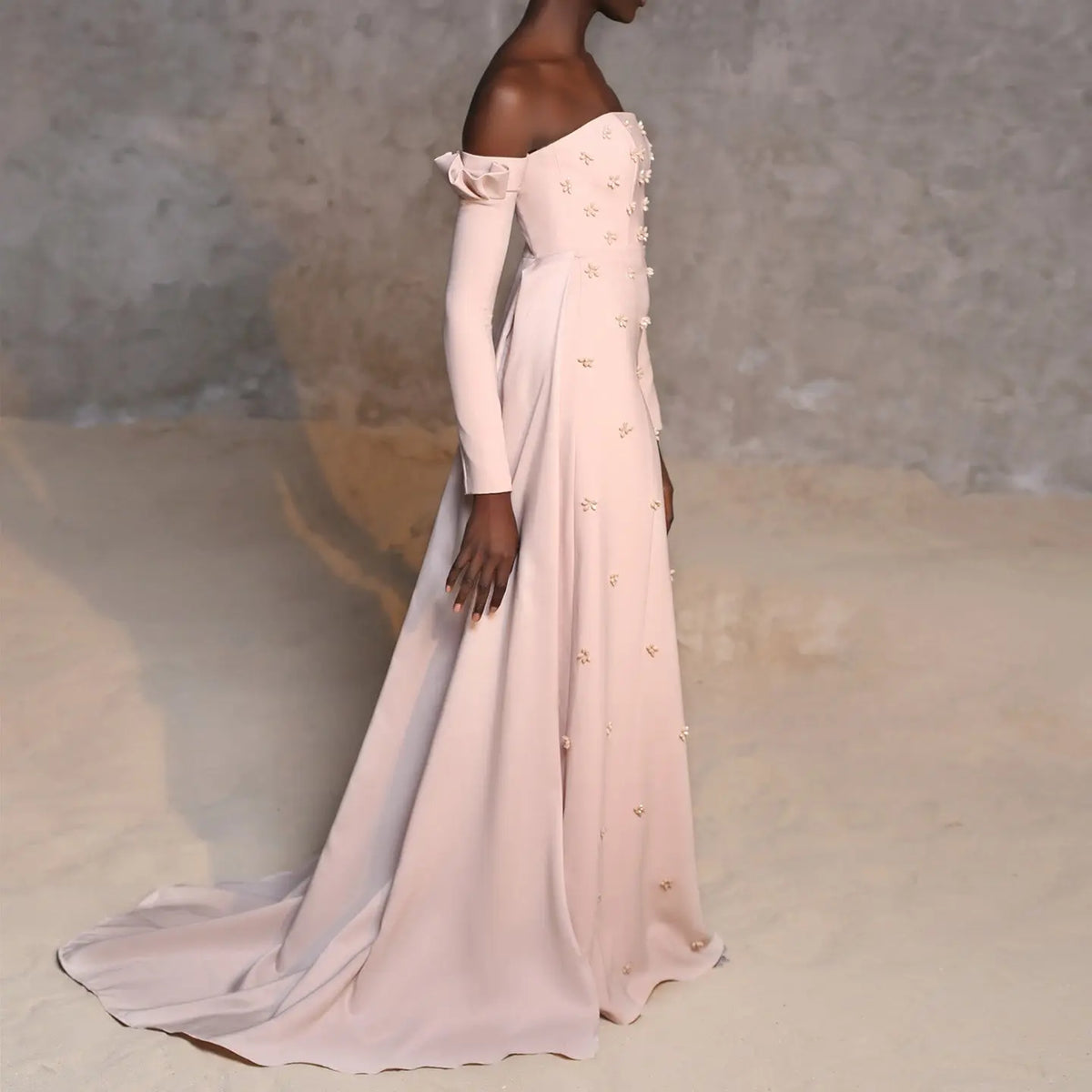 Elegant Strapless 3D Floral Beaded Pink Evening Dress SS540 