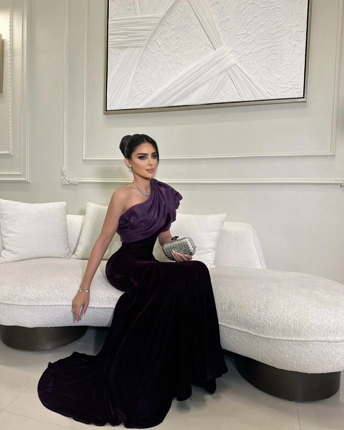 purple velvet formal dress Pearl Chain Velvet Dress purple velvet dress