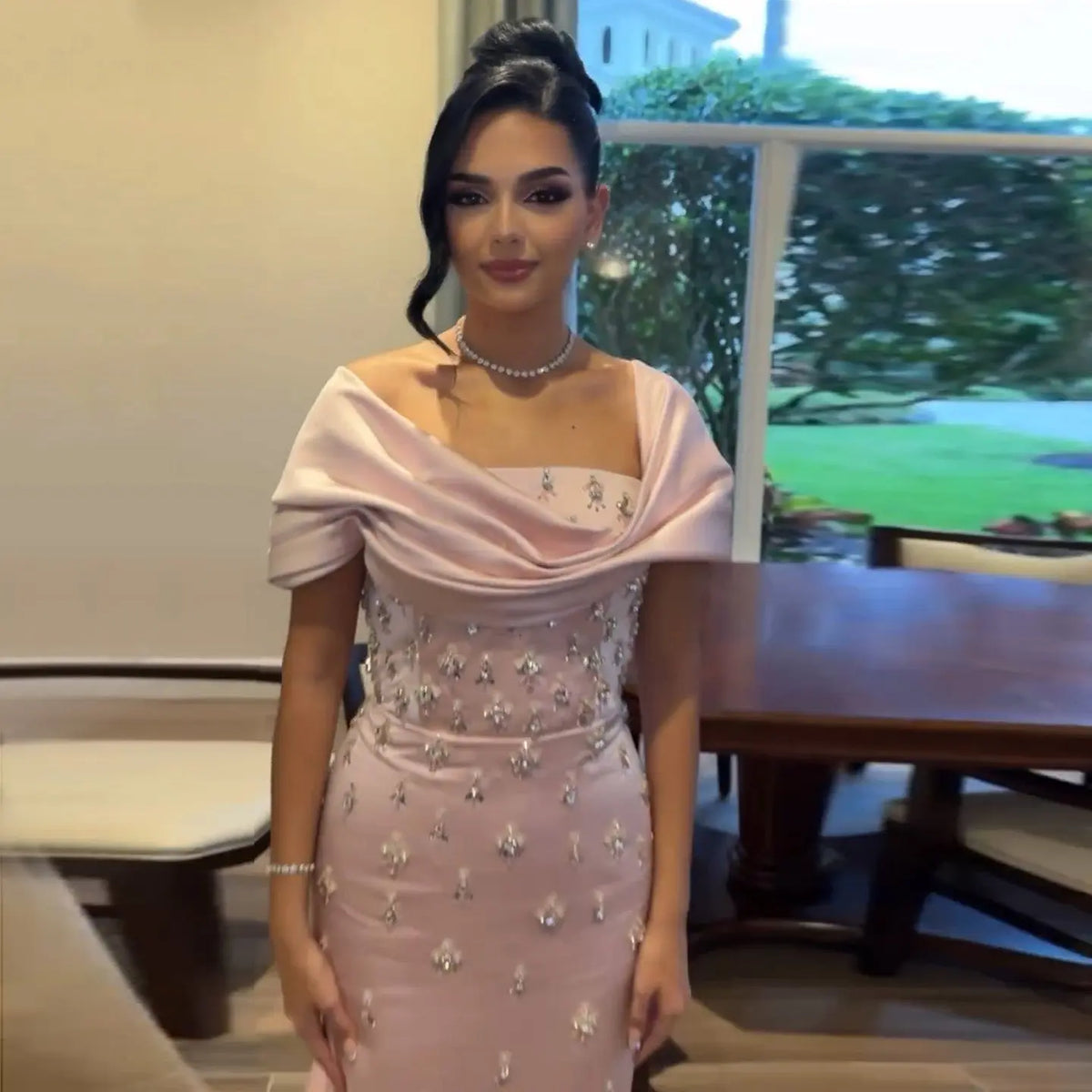 bedazzled pink dress Pink Rhinestones Sleeveless Feathered Bodycon Cocktail Prom Dress