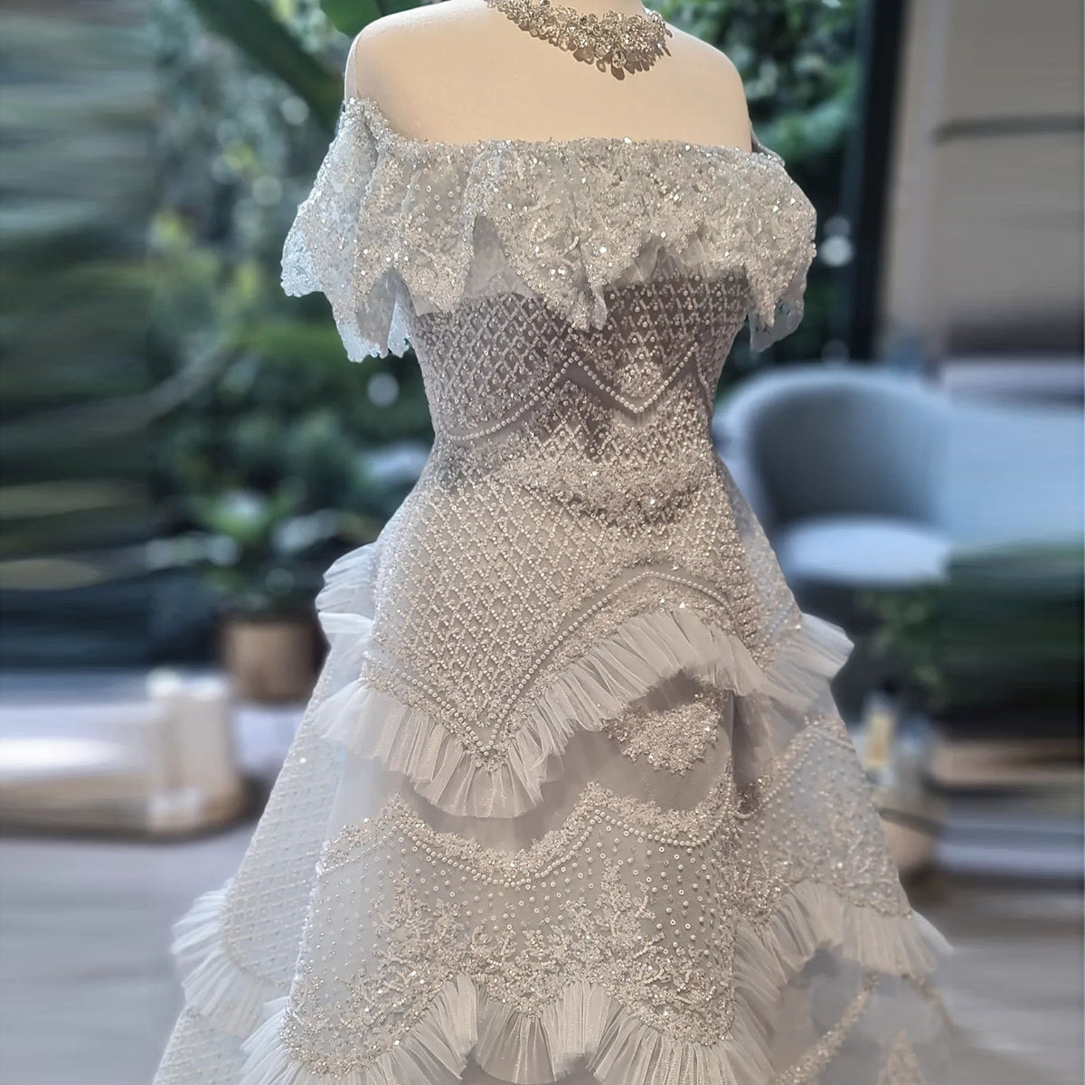 Sharon Said Luxury Silver Gray Off Shoulder Dubai Evening Dress 2024 Elegant Saudi Arabia Women Wedding Party Dress SS485