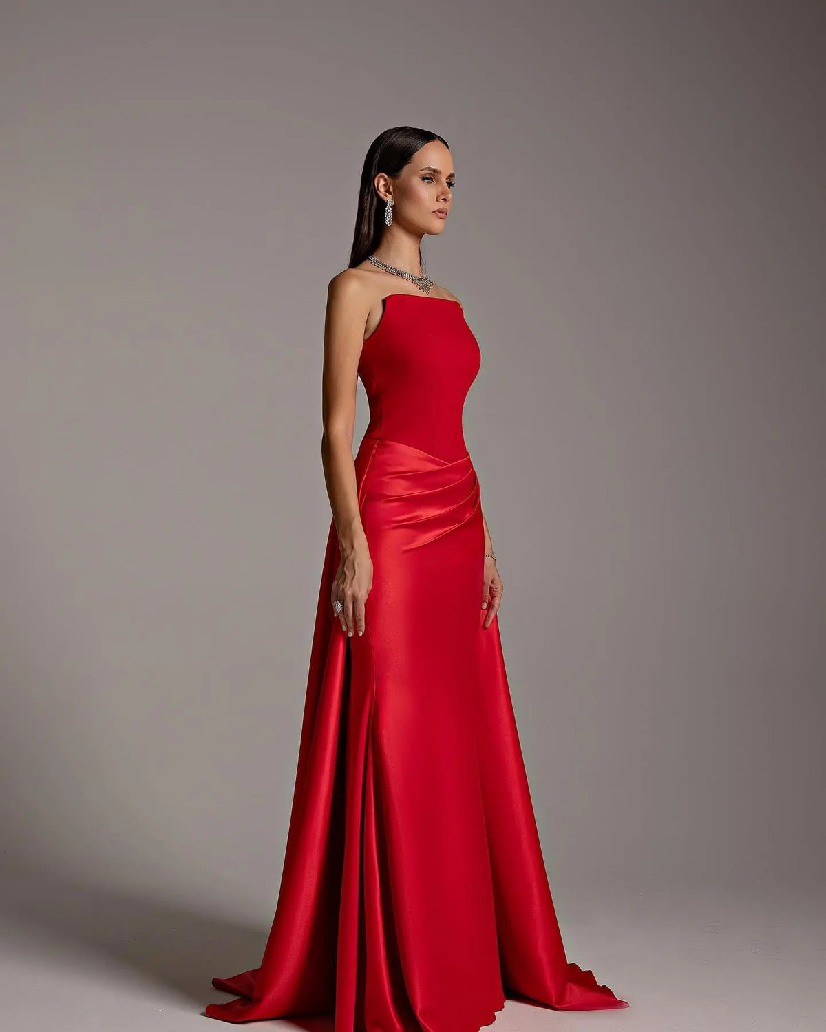 Elegant Red Strapless Evening Dresses with Overskirt SF255 - SHARONSAID Elegant Red Strapless Evening Dresses with Overskirt SF255 - SHARONSAID