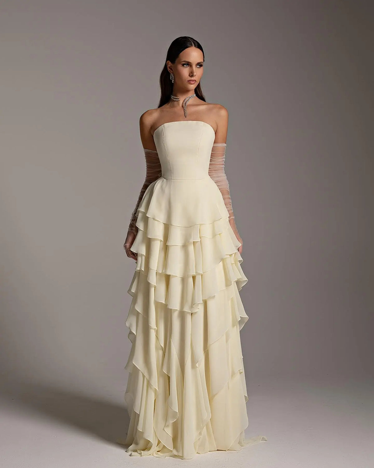 Elegant Yellow Strapless Ruffles Evening Dress SF256 - SHARONSAID Elegant Yellow Strapless Ruffles Evening Dress SF256 - SHARONSAID