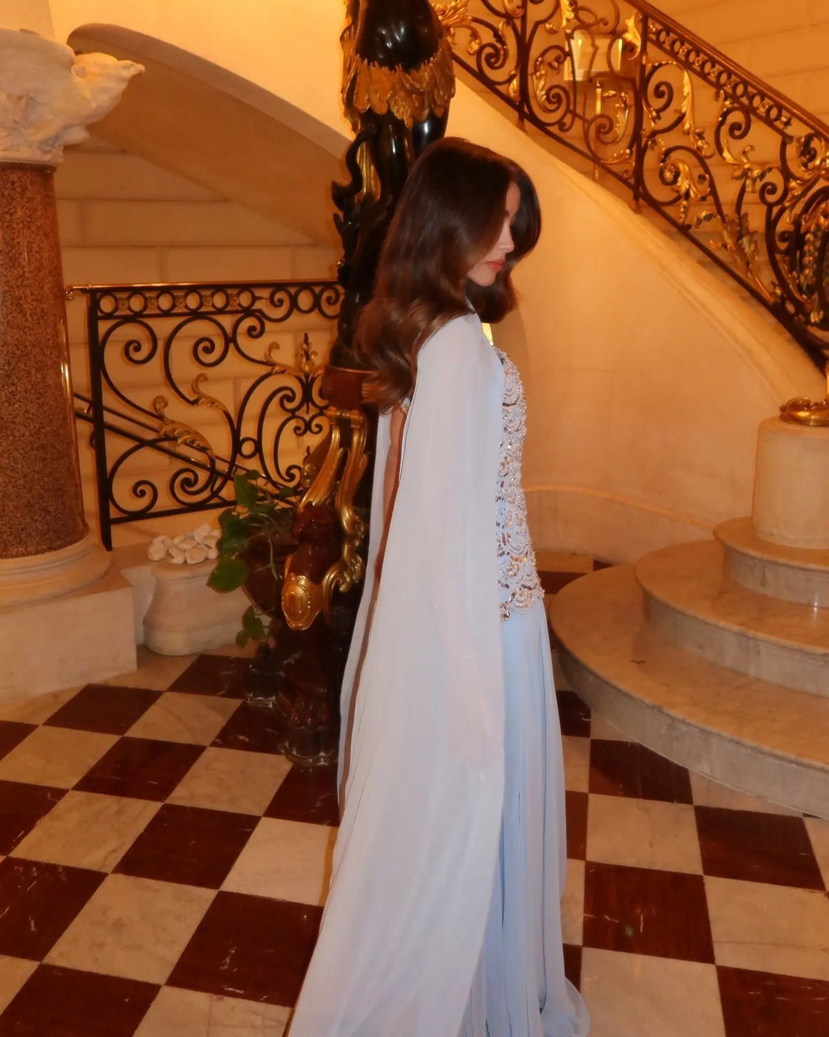 Ice Blue Sequin Strapless Evening Dress SS651-4
