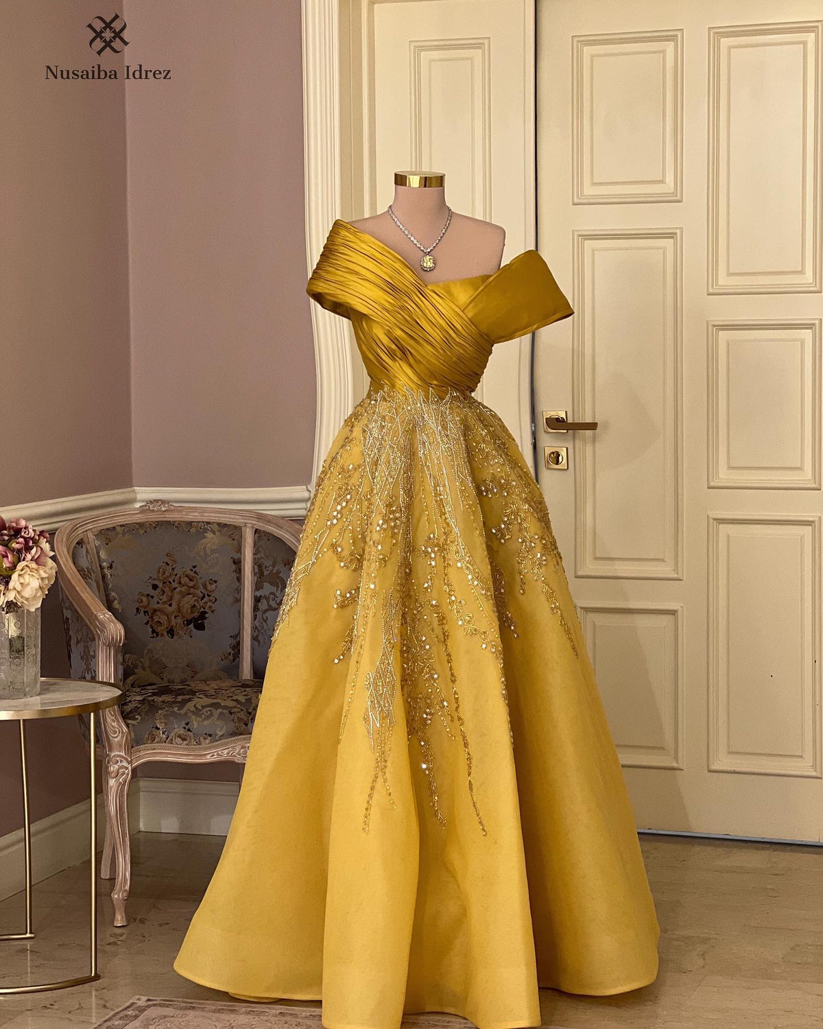 Luxury Burgundy Beaded Off Shoulder Evening Gown SS582 