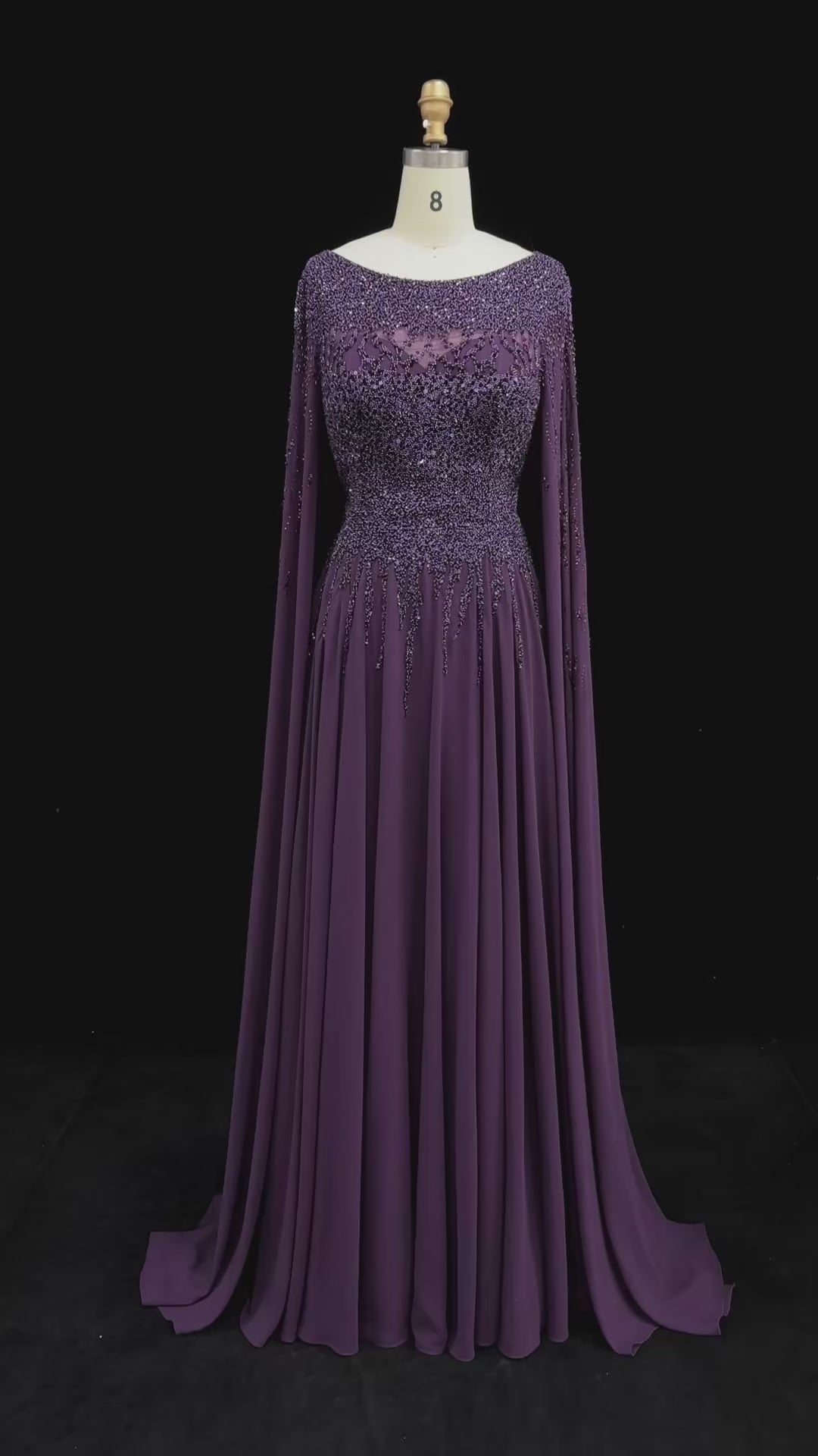 Peacock Blue Sequin Cape Sleeve Evening Dress SS105-18