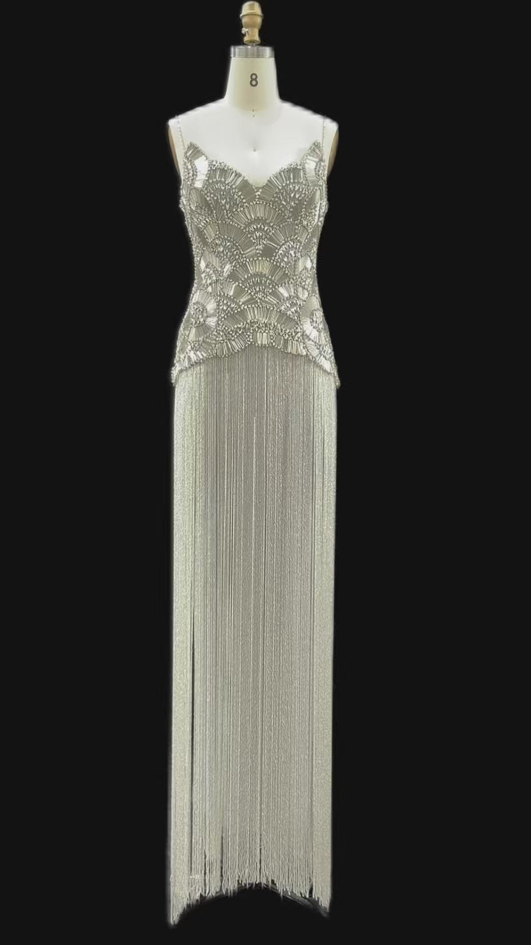 Metallic Gold Beaded Pleated Evening Dress SS336-20